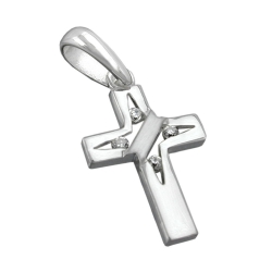 Anhnger 19x12mm Kreuz mit 4 Zirkonias Silber 925