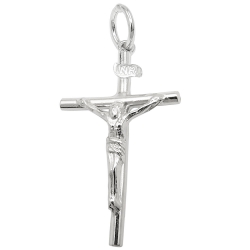 Anhnger 32x18mm Kreuz mit Jesus glnzend Silber 925
