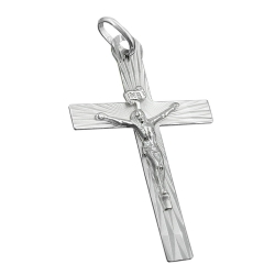 Anhänger 34x21mm Kreuz mit Jesus glänzend Silber 925