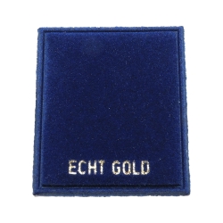 Aufmachungskarte 30x35mm für Anhänger Veloursamt blau -Echt Gold- Aufdruck goldfarben