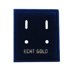 Aufmachungskarte 30x35mm für kurze Ohrbrisur Veloursamt blau -Echt Gold- Aufdruck goldfarben