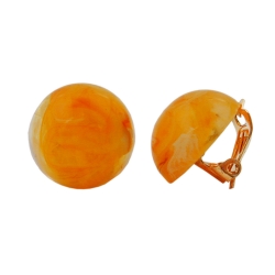 Clip Ohrring 17mm gelb-orange-weiß marmoriert Kunststoff-Bouton