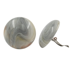 Clip Ohrring 30mm Riss grau-beige-marmoriert glänzend Kunststoff-Bouton