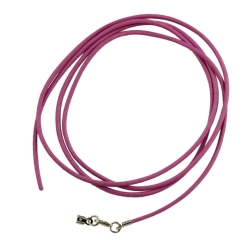 Lederband Rundschnur Rindleder 2mm pink gefrbt mit 1x Verschluss silberfarbig ca. 1m