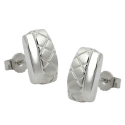 Ohrstecker Ohrring 10x6mm Viereck Waffelmuster matt-glänzend Silber 925