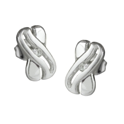 Ohrstecker Ohrring 10x6mm X-Form mit Zirkonia glänzend Silber 925