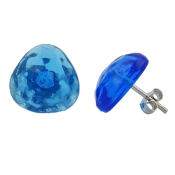 Ohrstecker Ohrring 14mm Dreieck blau-transparent gehmmert Kunststoff