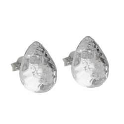 Ohrstecker Ohrring 14mm Tropfen kristall-silber-verspiegelt gehmmert Kunststoff
