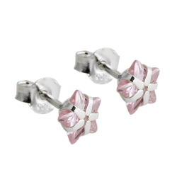 Ohrstecker Ohrring 6mm Stern Zirkonia rosa Silber 925