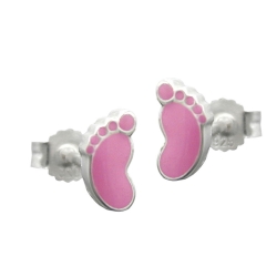 Ohrstecker Ohrring 7x4mm Kinderohrring Fuß rosa lackiert Silber 925