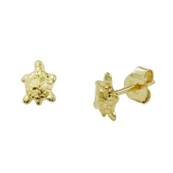 Ohrstecker Ohrring 7x5,5mm Schildkröte glänzend diamantiert 9Kt GOLD