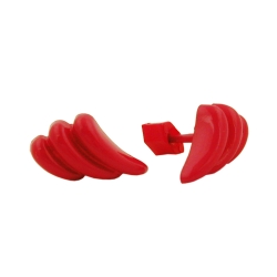 Ohrstecker Ohrring 8x15mm Bogen Schweif gerillt rot-glnzend Kunststoff Vollplastik