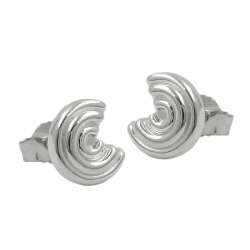 Ohrstecker Ohrring 8x7mm Halbkreis mit Rillen Silber 925