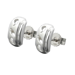 Ohrstecker Ohrring 9x5mm durchbrochen matt glänzend mit Zirkonia Silber 925