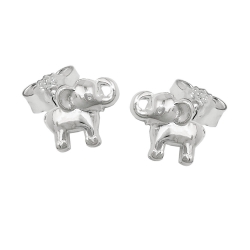 Ohrstecker Ohrringe 6x7mm kleiner Elefant glnzend Silber 925
