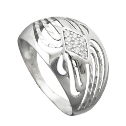 Ring 12mm mit Zirkonias glnzend diamantiert rhodiniert Silber 925 Ringgre 58