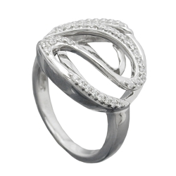 Ring 20mm mit vielen Zirkonias glänzend rhodiniert Silber 925 Ringgröße 62