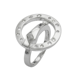 Ring 22mm Zirkonias mattiert rhodiniert Silber 925 Ringgröße 56
