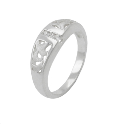 Ring 7mm 3 Zirkonias matt-glänzend Silber 925 Ringgröße 60