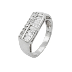 Ring 7mm mit vielen Zirkonias glänzend rhodiniert Silber 925 Ringgröße 54
