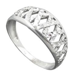 Ring 9mm Muster ausgestanzt glnzend diamantiert rhodiniert Silber 925 Ringgre 56