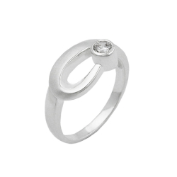 Ring 9mm Zirkonia gefasst matt-glänzend Silber 925 Ringgröße 58
