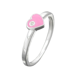 Ring Kinderring mit Herz rosa Silber 925 Ringgre 44