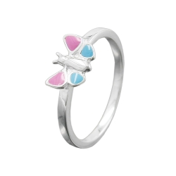 Ring Kinderring Schmetterling rosa hellblau Silber 925 Ringgre 48