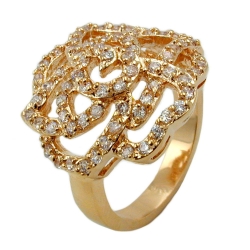 Ring mit weißen Zirkonias mit 3 Mikron vergoldet Ringgröße 56