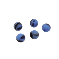 Rundperle, 6, Glas, blau-sw, matt, 10 Stck
