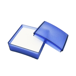 Schmuckschachtel 40x40x16mm für Kette/Ohrring blau-transparent Kunststoff