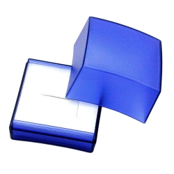 Schmuckschachtel 42x42x33mm hoch für Ring/Ohrring blau-transparent Kunststoff