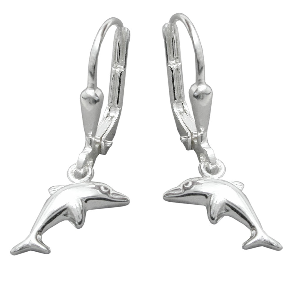 Ohrbrisur Ohrhänger Ohrringe 25x7mm Delfin rechts-links glänzend Silber 925