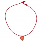Kette Kinderkette Herz rot mit Schliff Kordel rot 42cm - 02075