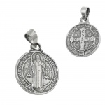 Anhnger 14mm religise Medaille Sankt Benedikt Silber 925 - 93747
