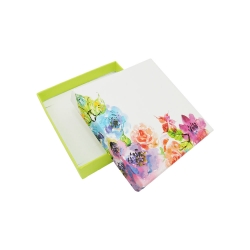 Schmuckschachtel 80x80x22mm für Armreif/Schmuckset hellgrün-floral Kartonage