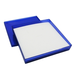 Schmuckschachtel 160x160x25mm für Collier/Schmuckset blau-transparent Kunststoff