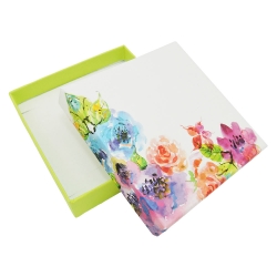 Schmuckschachtel 158x158x25mm für Collier/Schmuckset hellgrün-floral Kartonage
