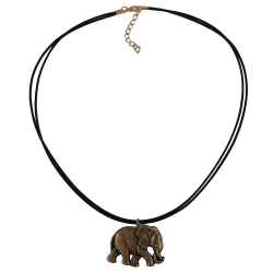 Kette, Elefant altmessingfarben schwarz-gold