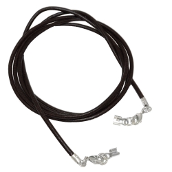 Lederband Rundschnur Rindleder 2mm schwarz gefrbt mit 2x Verschluss silberfarbig ca. 1m - 08000-09