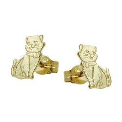 Ohrstecker Ohrring 8x5mm Katzen teil-mattiert 8Kt GOLD - 430804
