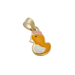Anhänger 11x7mm kleine Ente farbig emailliert 9Kt GOLD