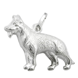 Anhänger 14x20mm Schäferhund glänzend Silber 925
