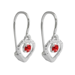 Ohrhaken Ohrringe 15x6mm Herz Glasstein rot glänzend Silber 925