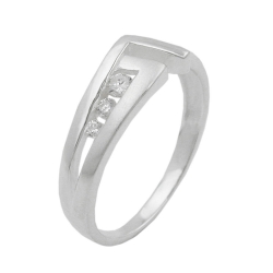 Ring 7mm mit 3 Zirkonias matt-glänzend Silber 925 Ringgröße 56