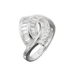 Ring 17mm mit vielen Zirkonias glänzend rhodiniert Silber 925 Ringgröße 60