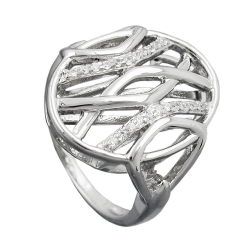 Ring 20mm mit vielen Zirkonias glänzend rhodiniert Silber 925 Ringgröße 56