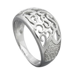 Ring 10mm mit Zirkonias glänzend rhodiniert Silber 925 Ringgröße 56